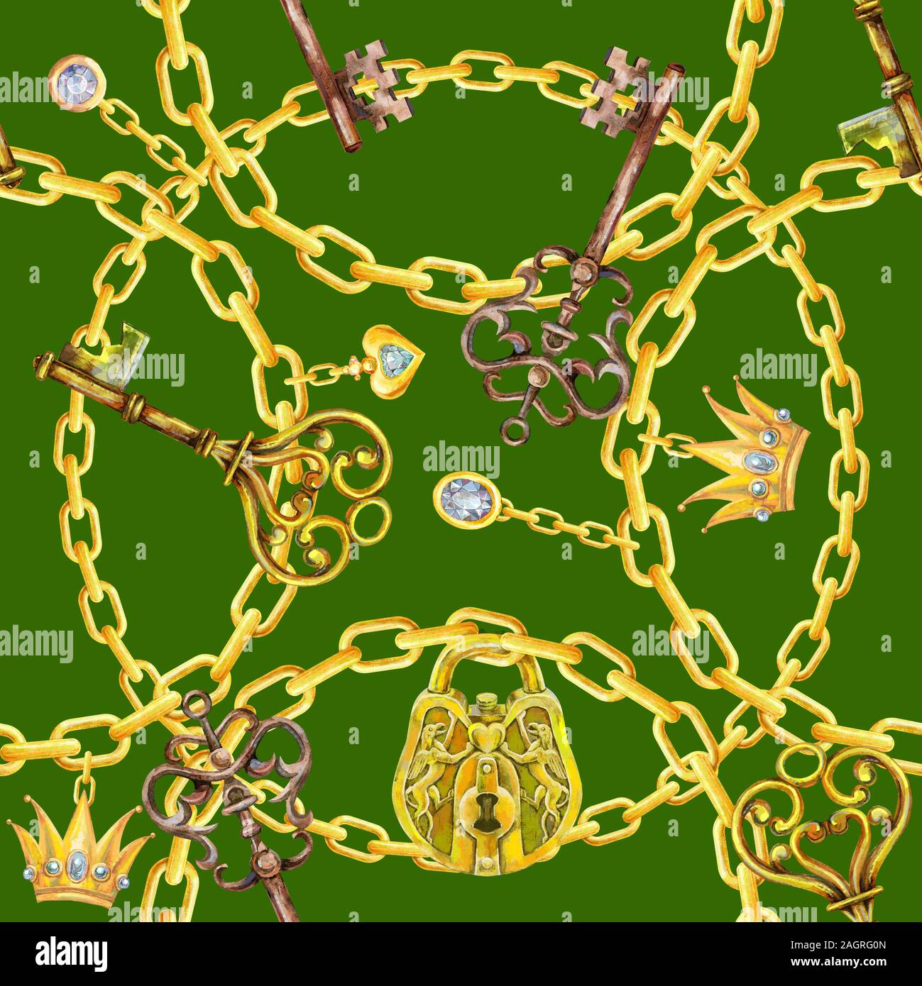 Seamless pattern golden chains hi-res stock photography and images - Alamy