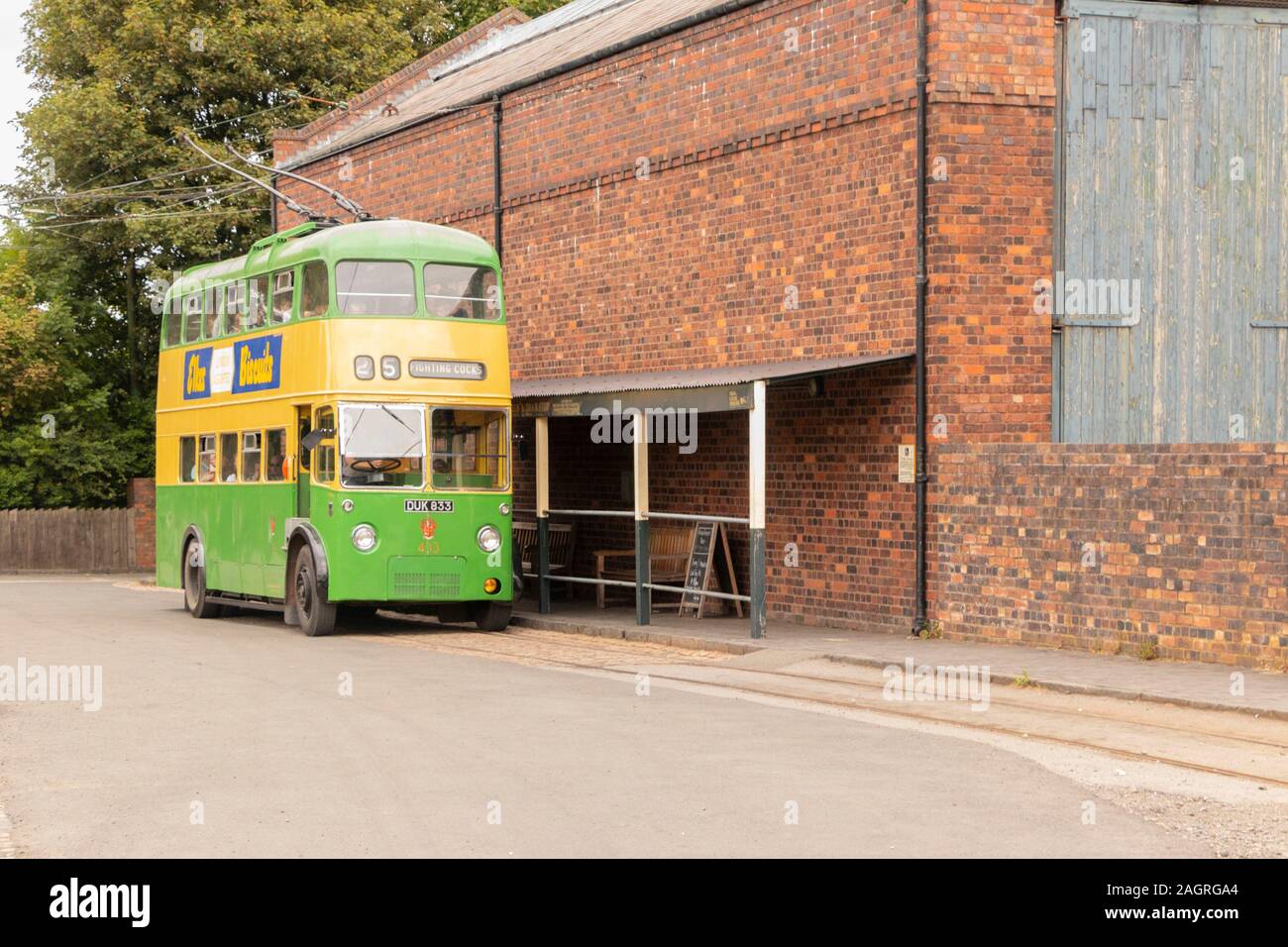 double decker electric trolley bus at the Black Country Living Museum