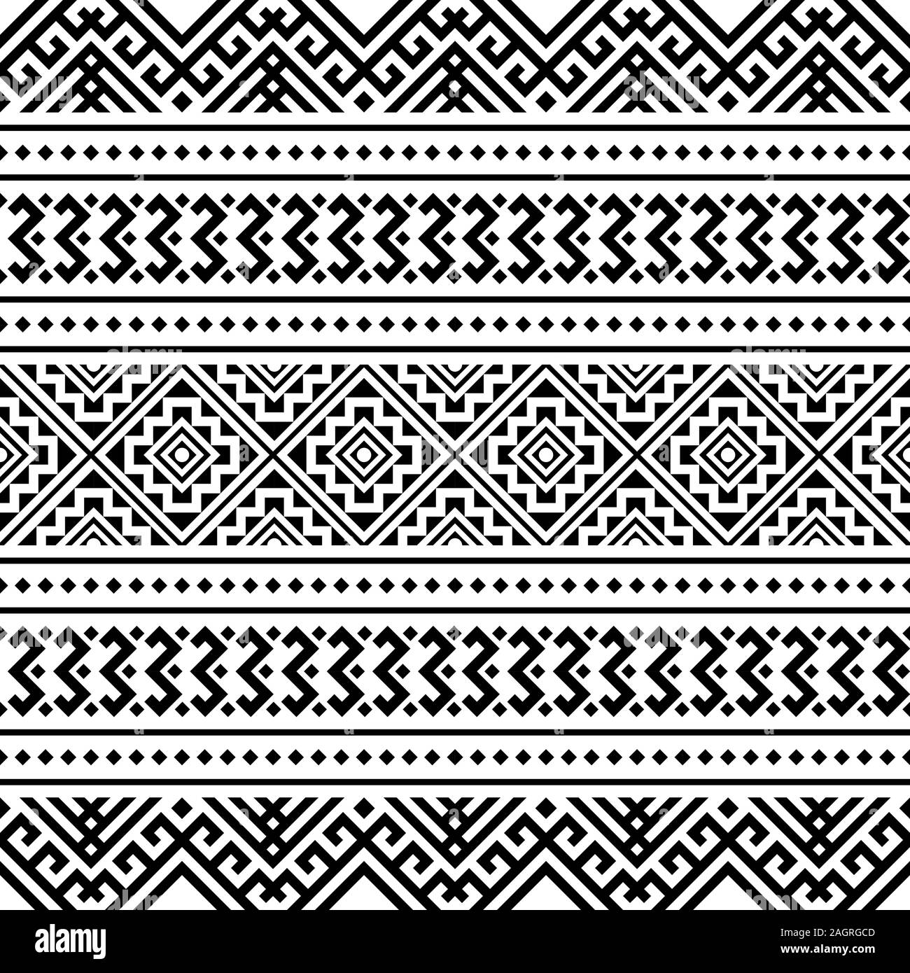 Seamless Ethnic Pattern Illustration vector with tribal design in black ...