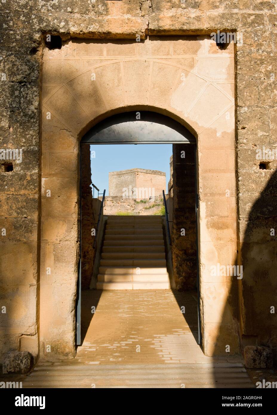 Entrance doorway into Castillo de Alcalá de Guadaíra. Castle fortress. Andalusia, Southern Spain, Europe Stock Photo