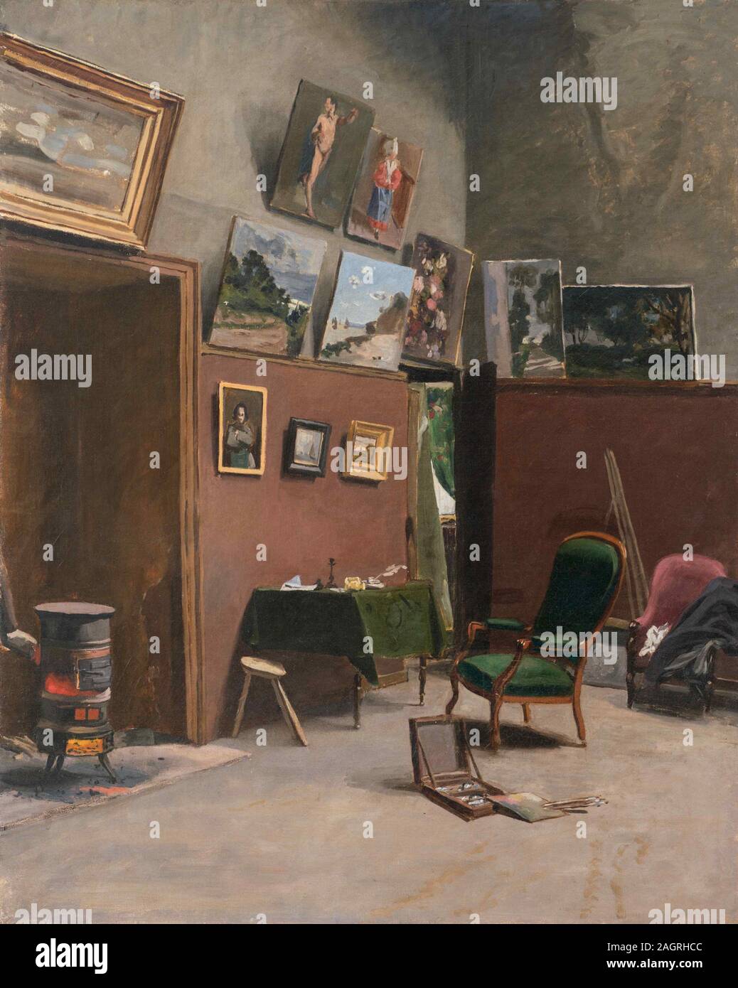 The studio of the artist at Rue Furstenberg. Museum: Musée Fabre, Montpellier. Author: FREDERIC BAZILLE. Stock Photo