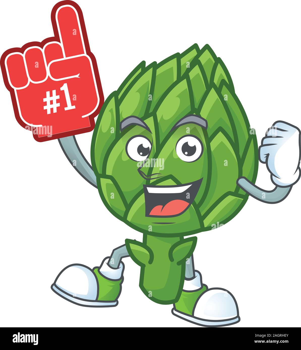 Funny artichoke mascot cartoon style with Foam finger Stock Vector