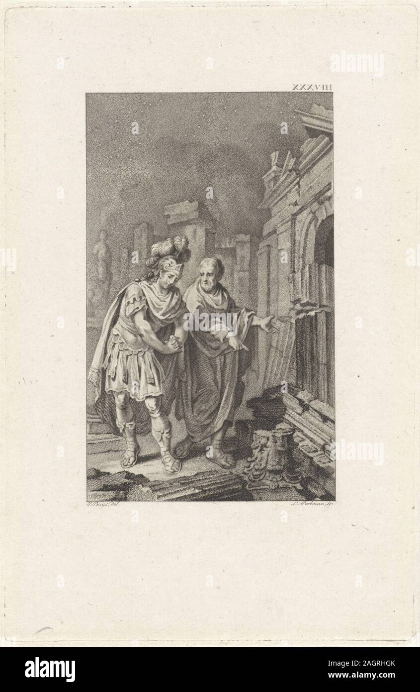 Scipio Aemilianus before the ruins of Carthage in the company of