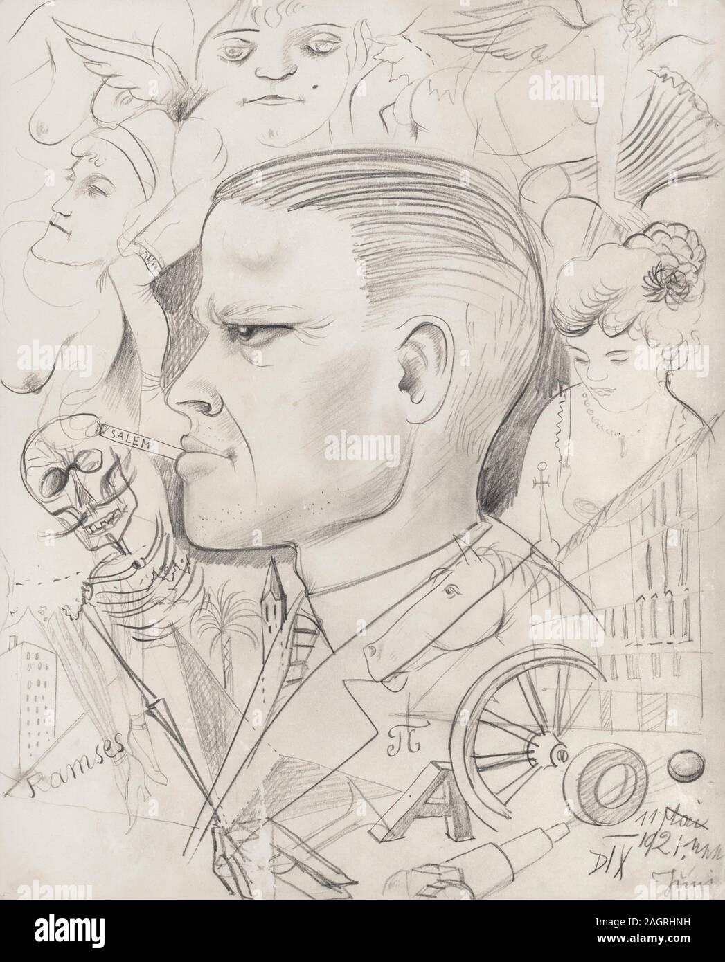 Self-Portrait in the Metropolis. Museum: PRIVATE COLLECTION. Author: OTTO DIX. Stock Photo