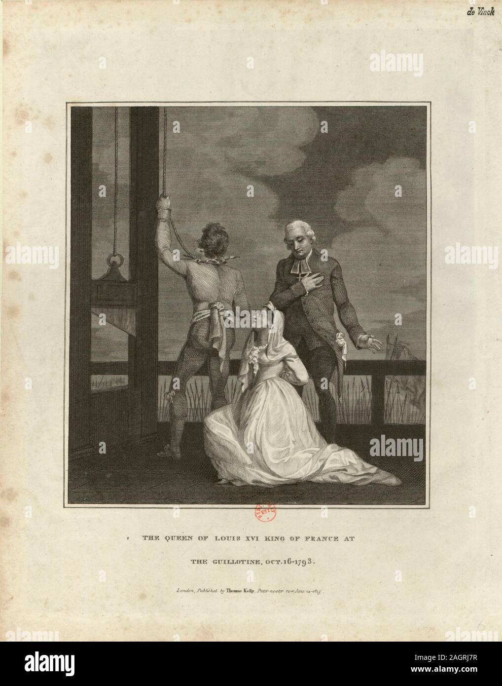 The Execution of Marie Antoinette on October 16, 1793. Museum: BIBLIOTHEQUE NATIONALE DE FRANCE. Author: ANONYMOUS. Stock Photo