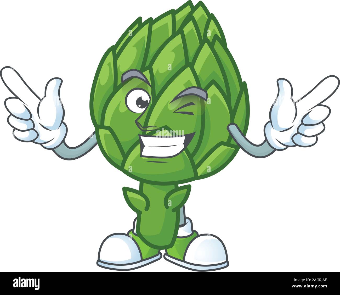 Funny artichoke cartoon character style with Wink eye Stock Vector