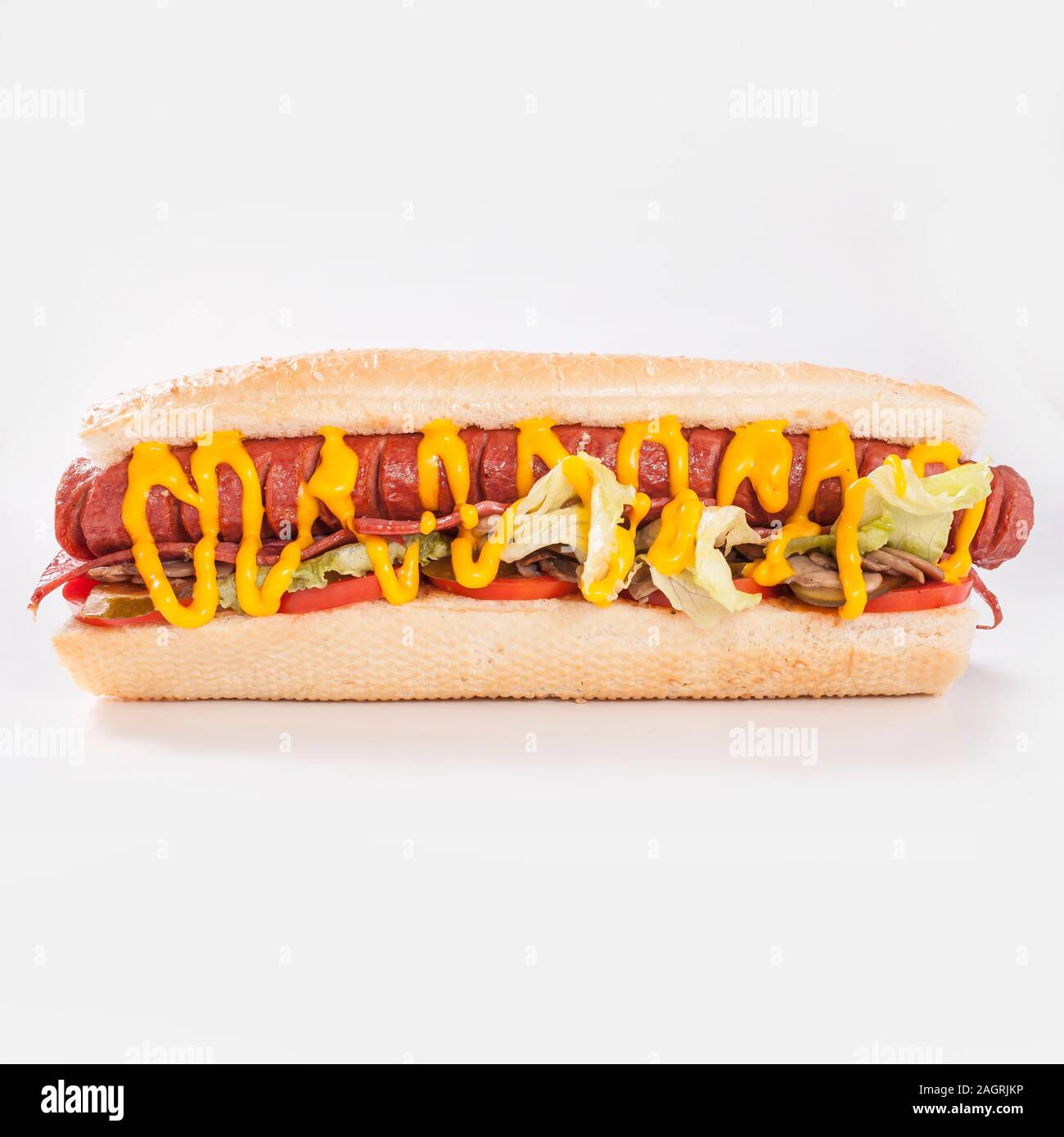 Hot dog sandwich with special sauce Stock Photo