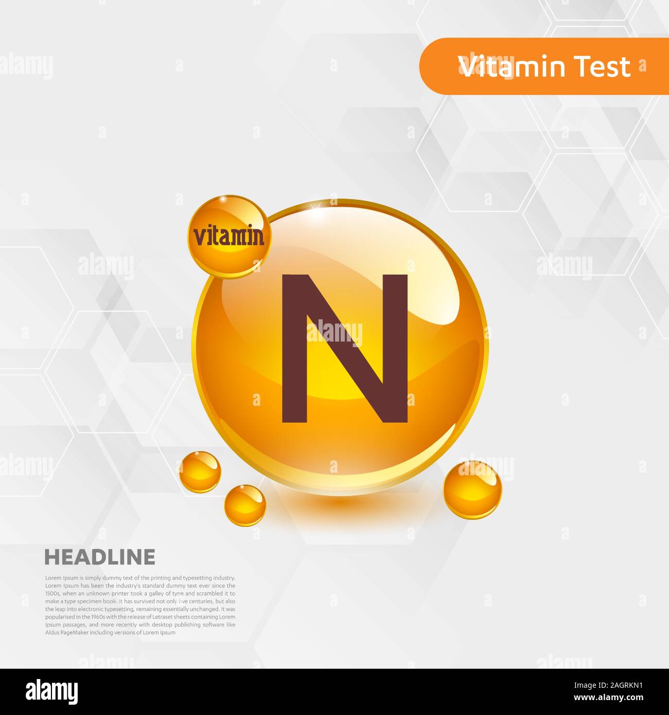 Vitamin N icon Drop collection set, cholecalciferol. golden drop