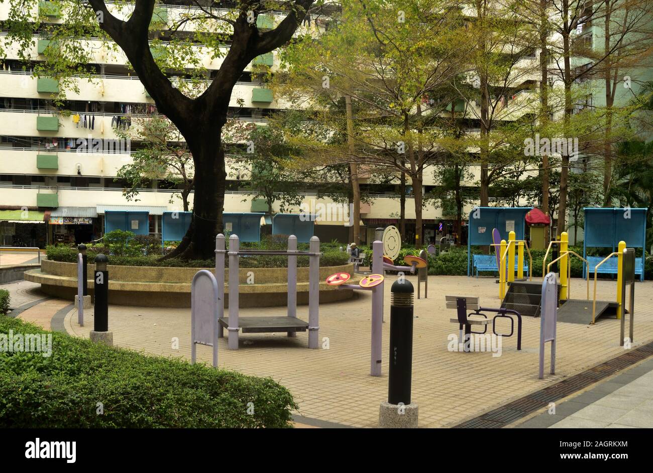 Recreational area in  public housing estate, Hong Kong Stock Photo
