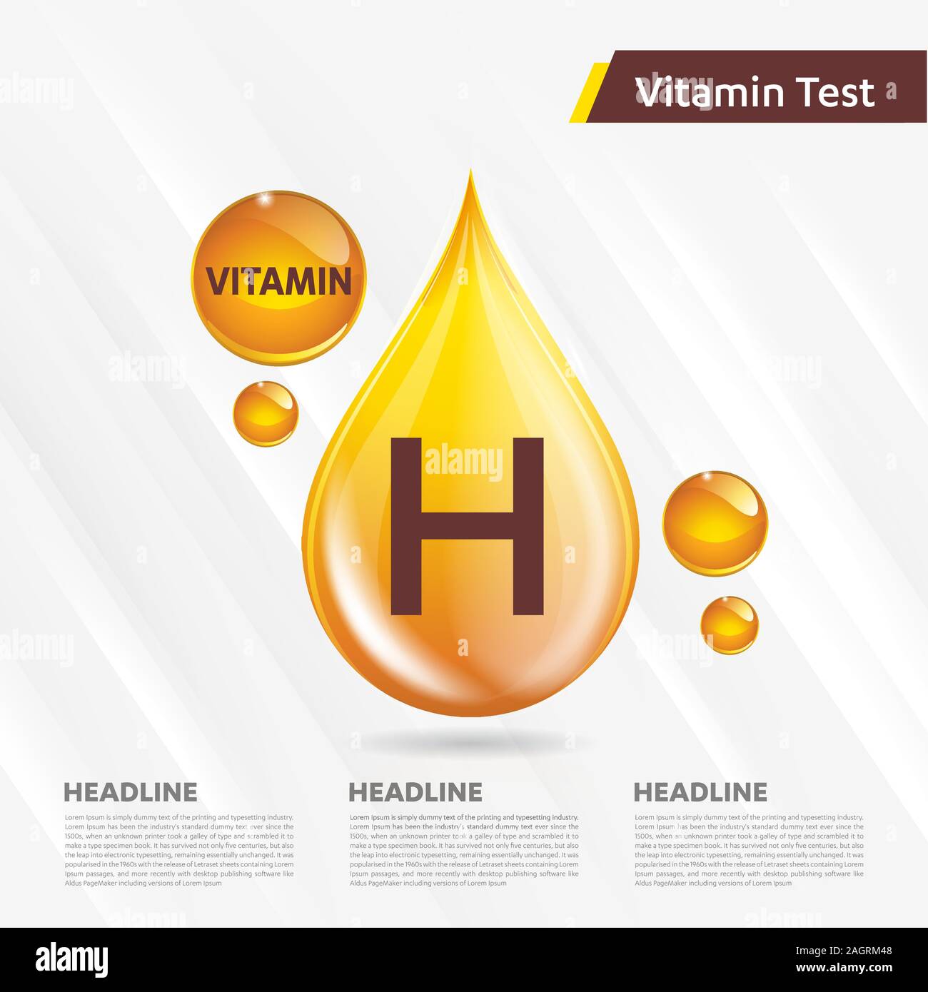 Vitamin H icon Drop collection set, cholecalciferol. golden drop ...