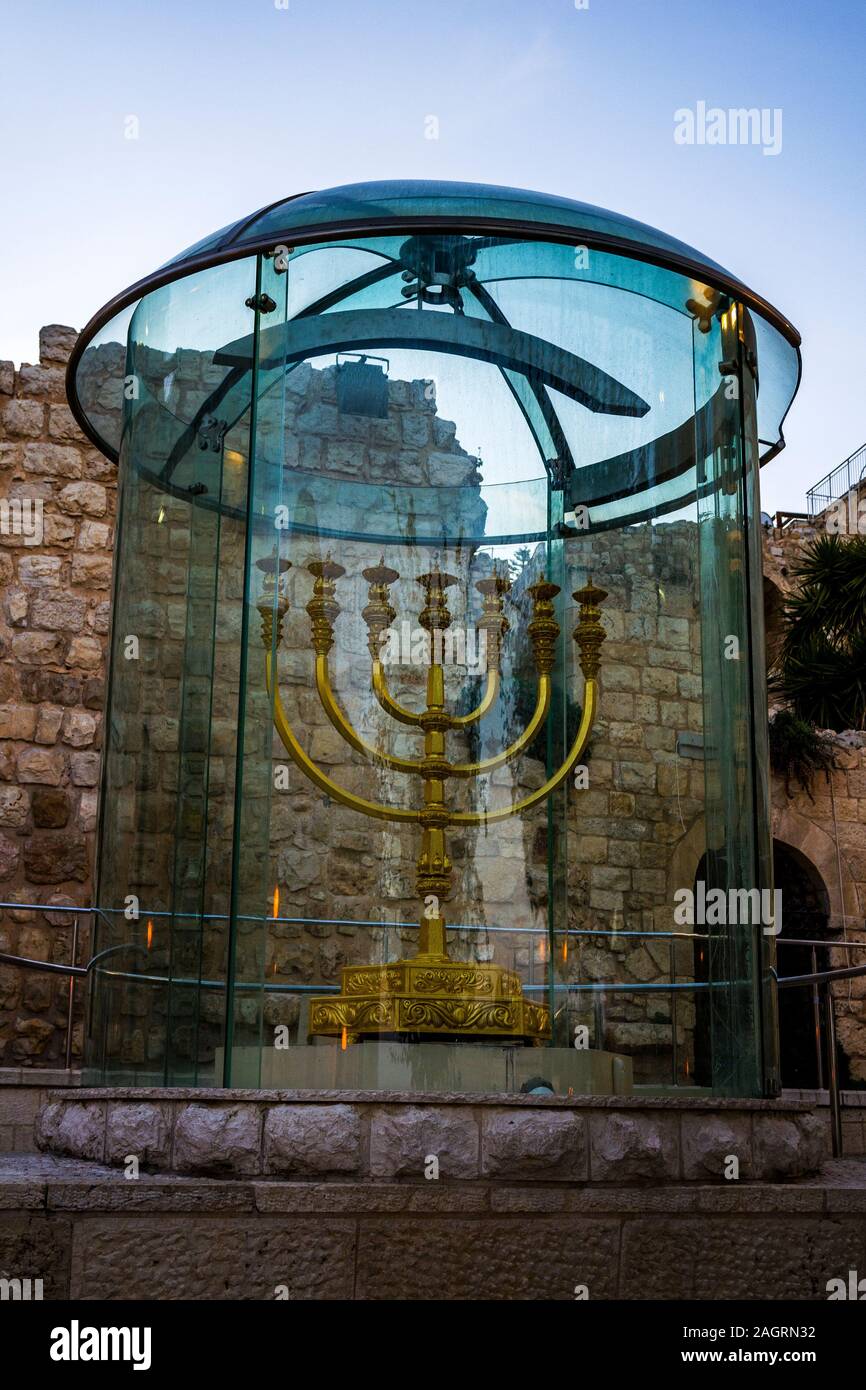 Golden menorah jewish quarter jerusalem hires stock photography and