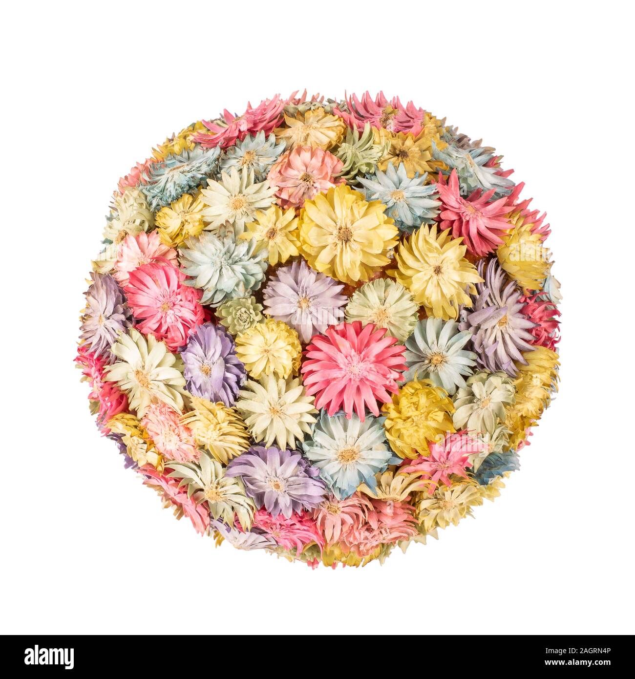 Ball of small dried multicolored flowers Stock Photo