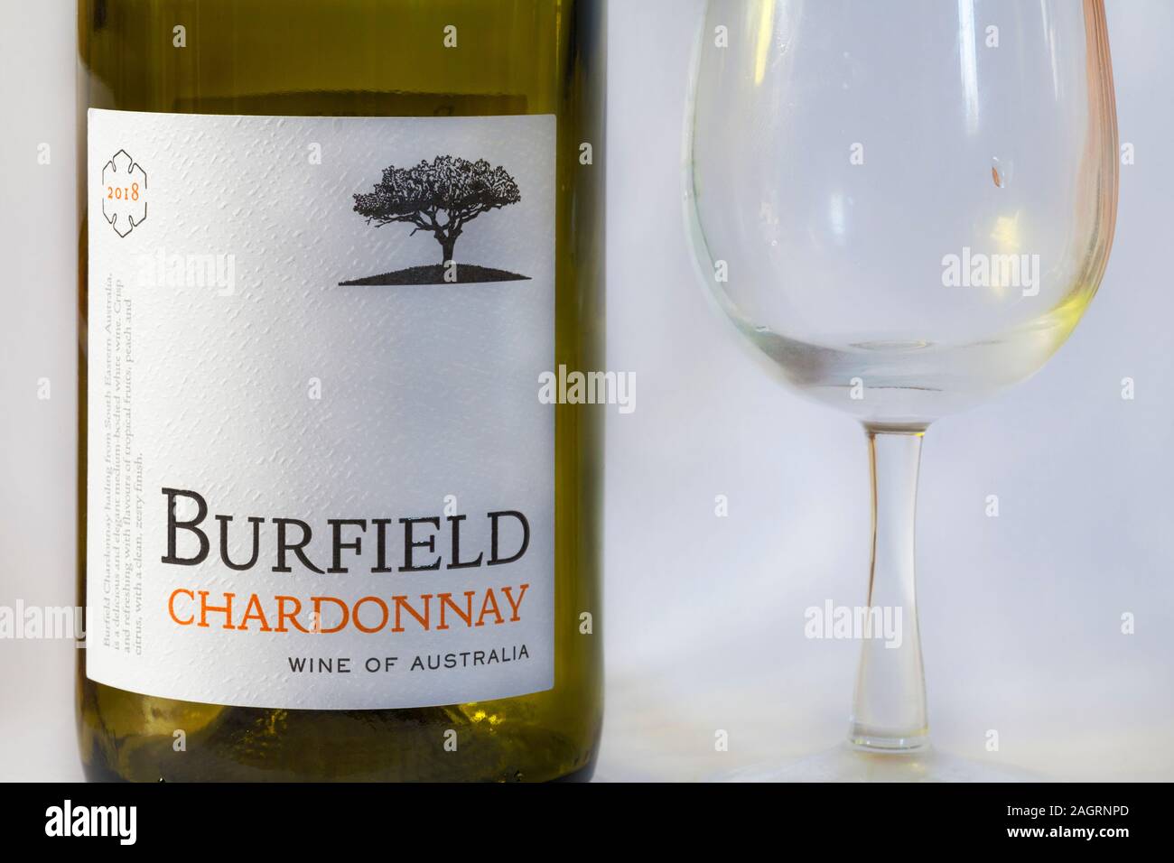 the last drop in glass empty Burfield Chardonnay white wine bottle