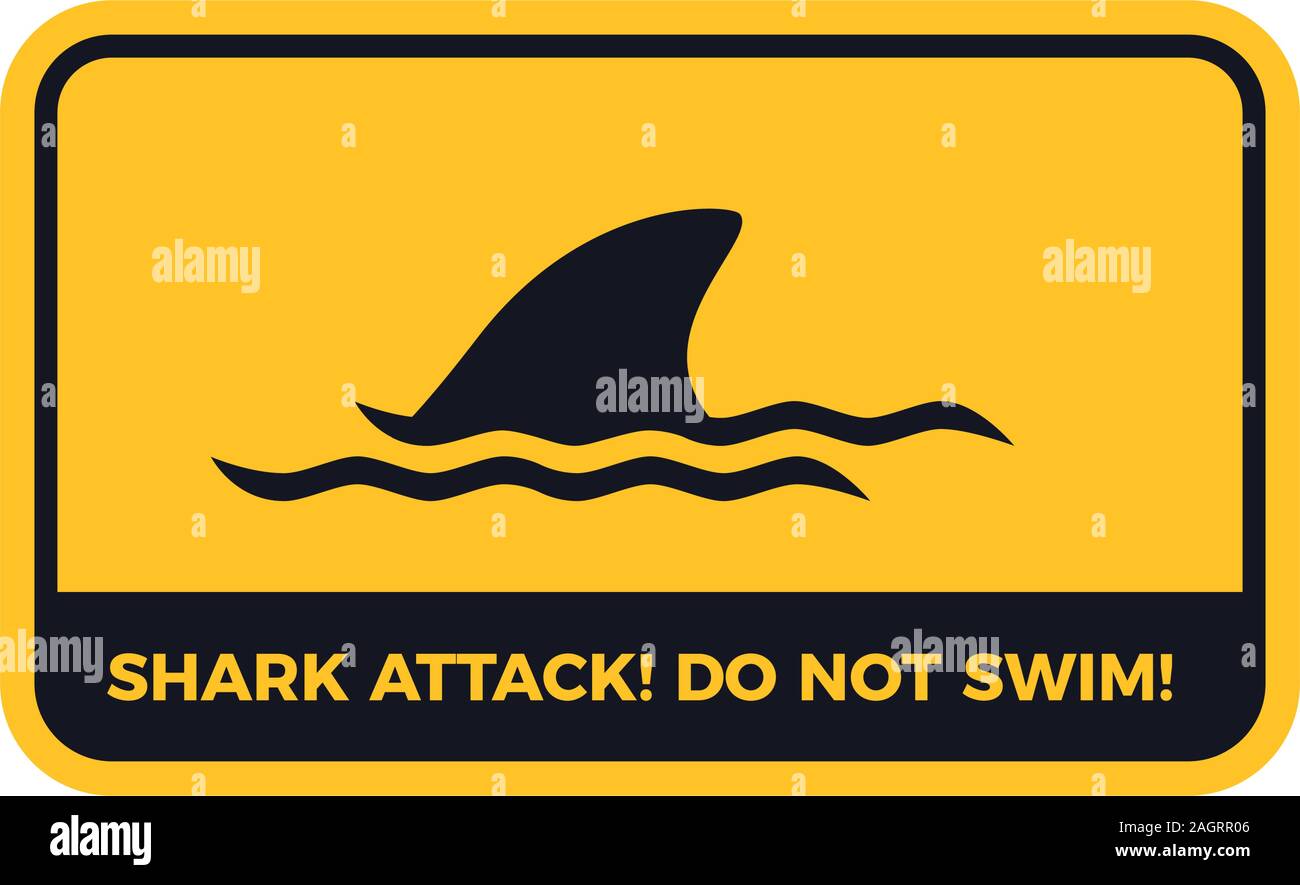 beware of the shark attack. Horizontal Warning sign Stock Vector Image