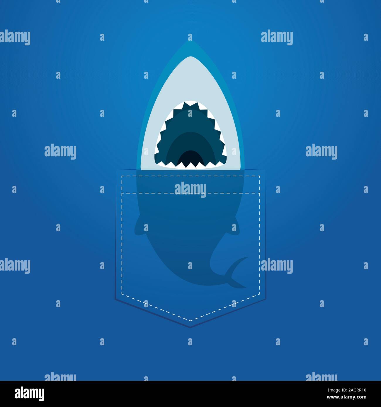 A shark head inside the pocket Stock Vector