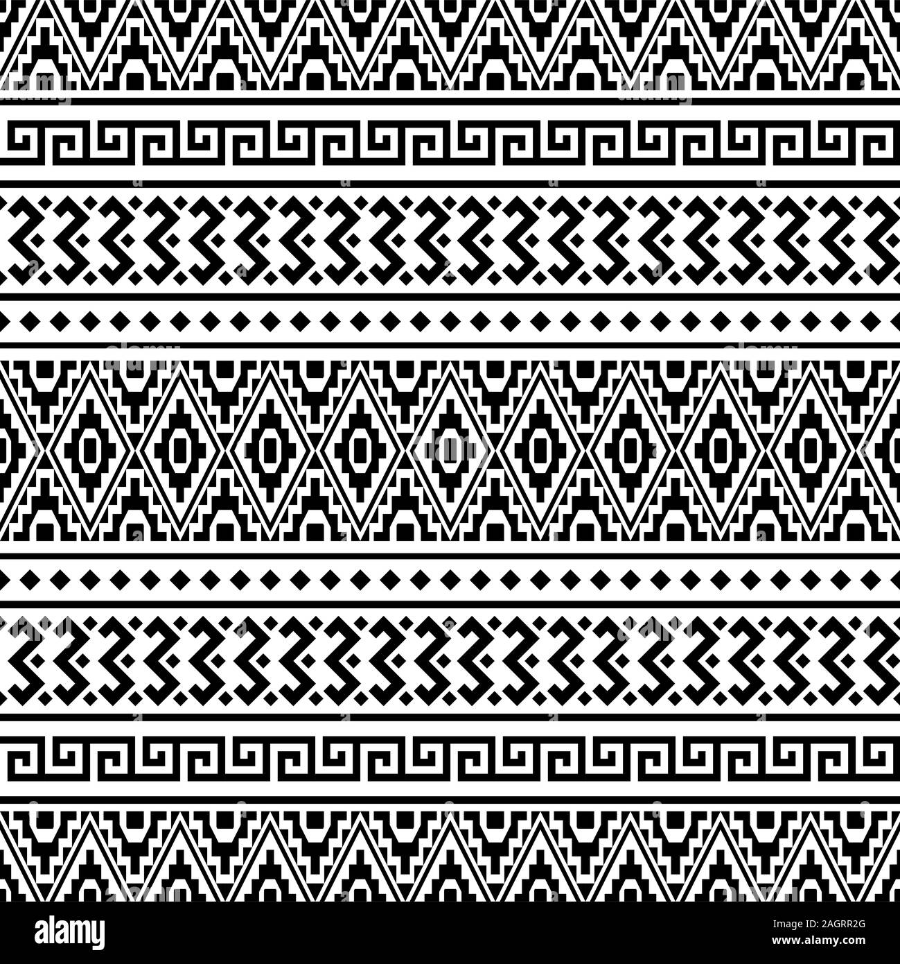 Seamless ethnic pattern vector in black and white color Stock Photo - Alamy