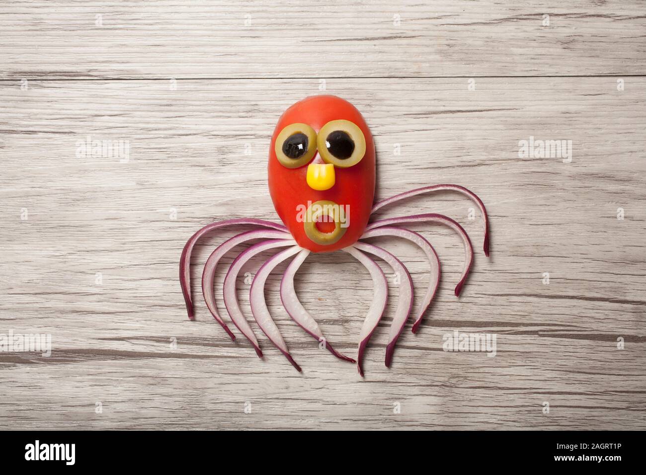 Amazed jellyfish made from tomato and red onion Stock Photo Alamy