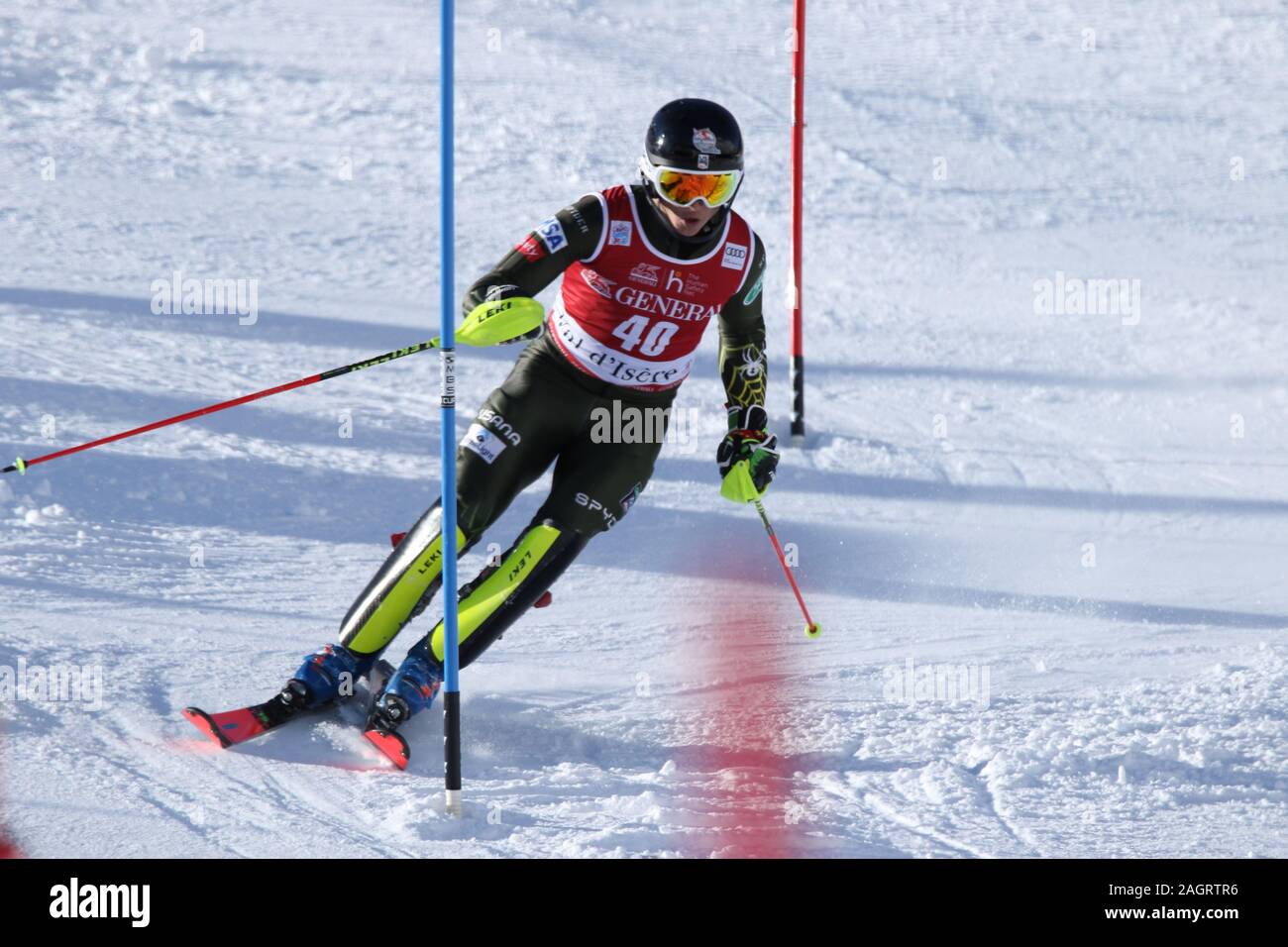 Val d'Isére, France, Dec 15 2019 Luke Winters of USA skiing men's slalom  Audi FIS Alpine Ski World Cup 2019/20 Stock Photo - Alamy