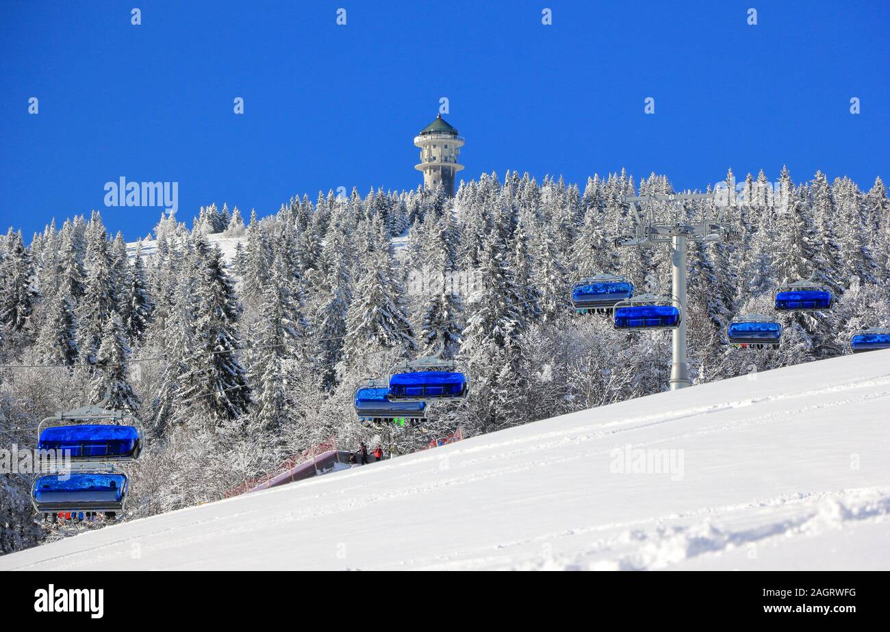 Skiing at Feldberg. Black Forest, Germany. Stock Photo