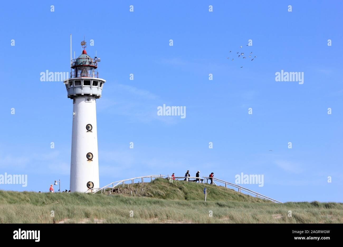 Lighthouse in Egmond aan Zee. North Sea, the Netherlands Stock Photo