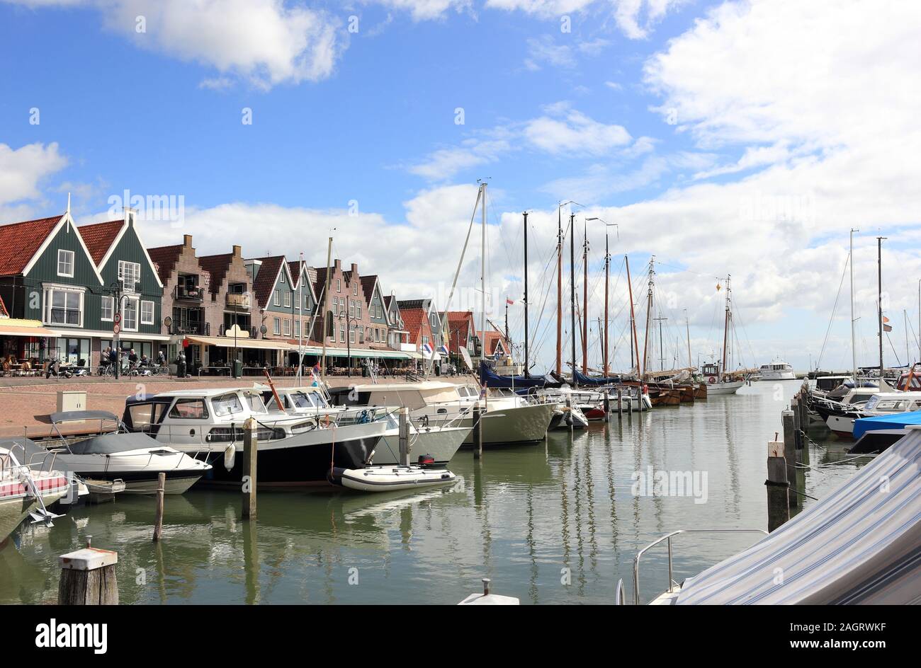 The Harbor of Volendam. The Netherlands, Europe. Stock Photo