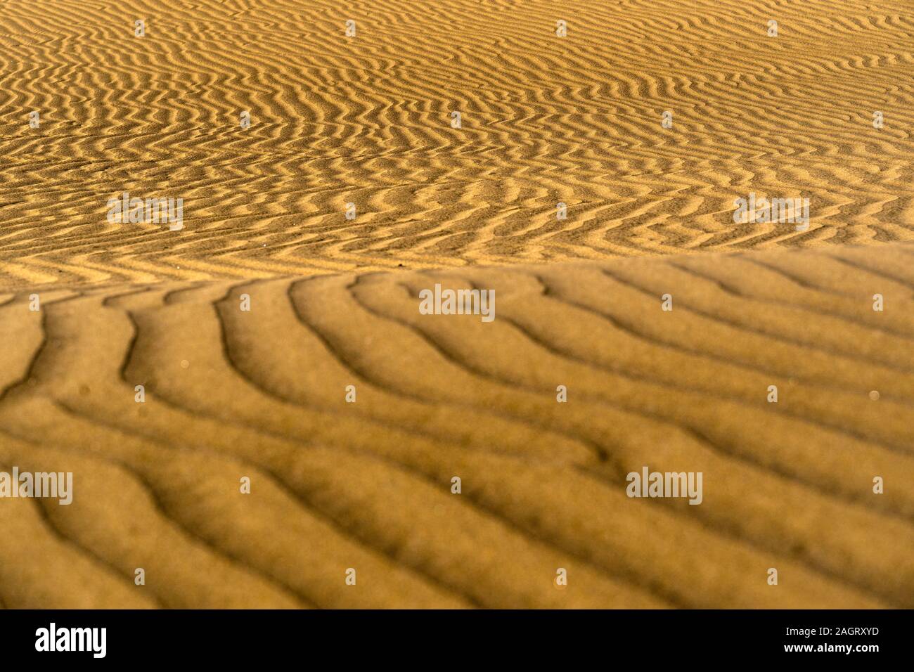 Sunset landscape on the sands of Maspaloms, Gran Canaria, Spain Stock Photo