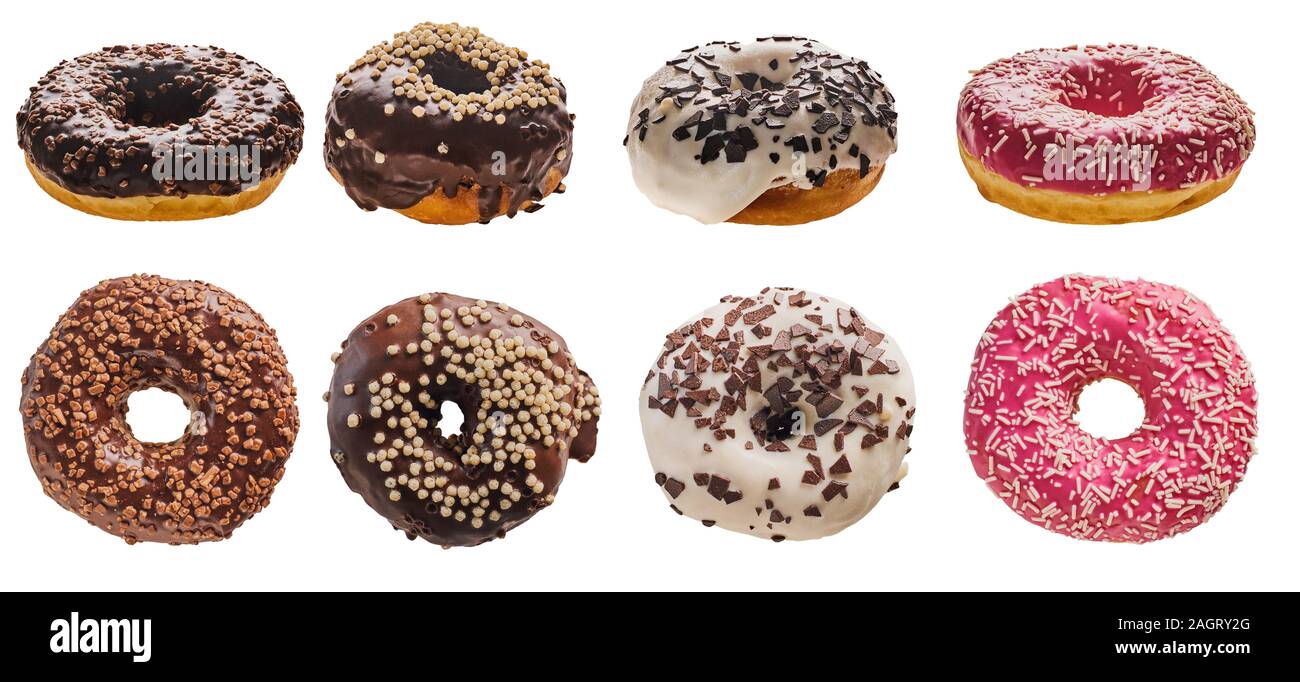 donuts in sweet glaze on a white isolated background Stock Photo - Alamy