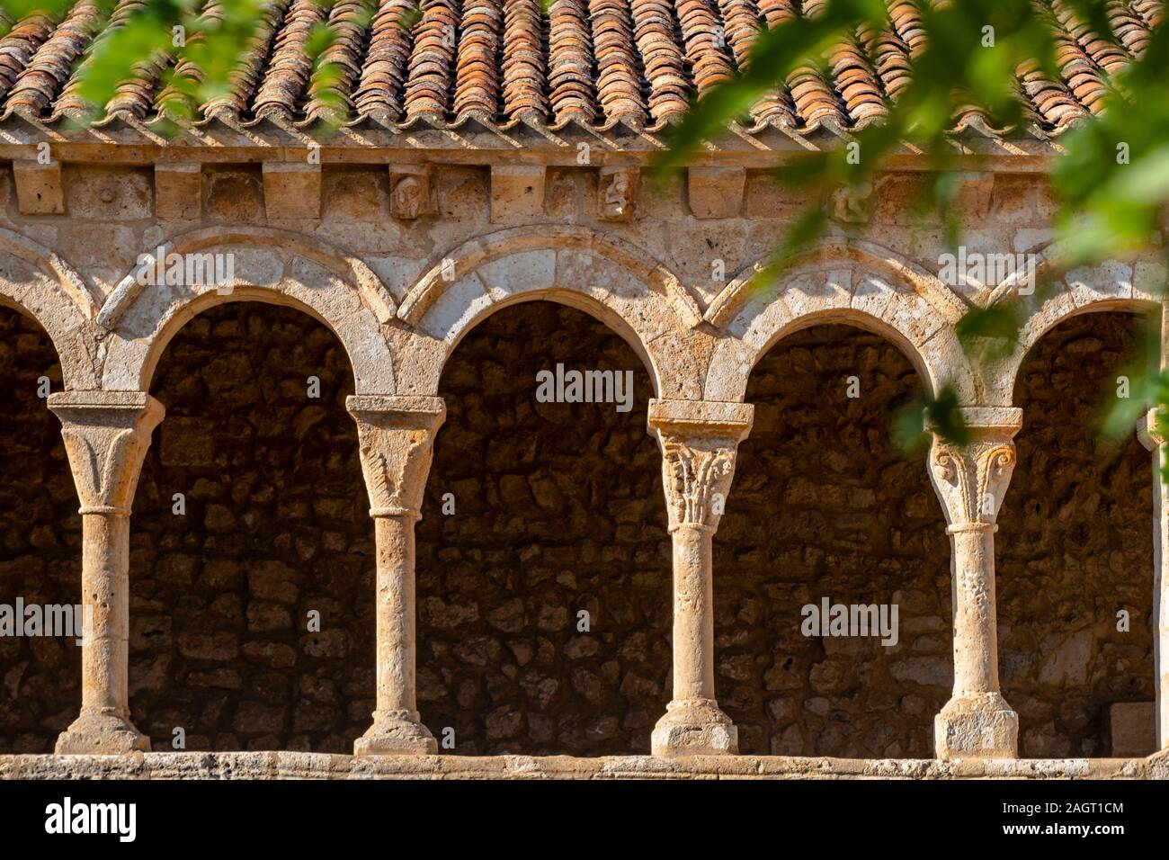 galería porticada, iglesia de santa Cristina, románica s.XII, Barca, Soria, comunidad autónoma de Castilla y León, Spain, Europe. Stock Photo