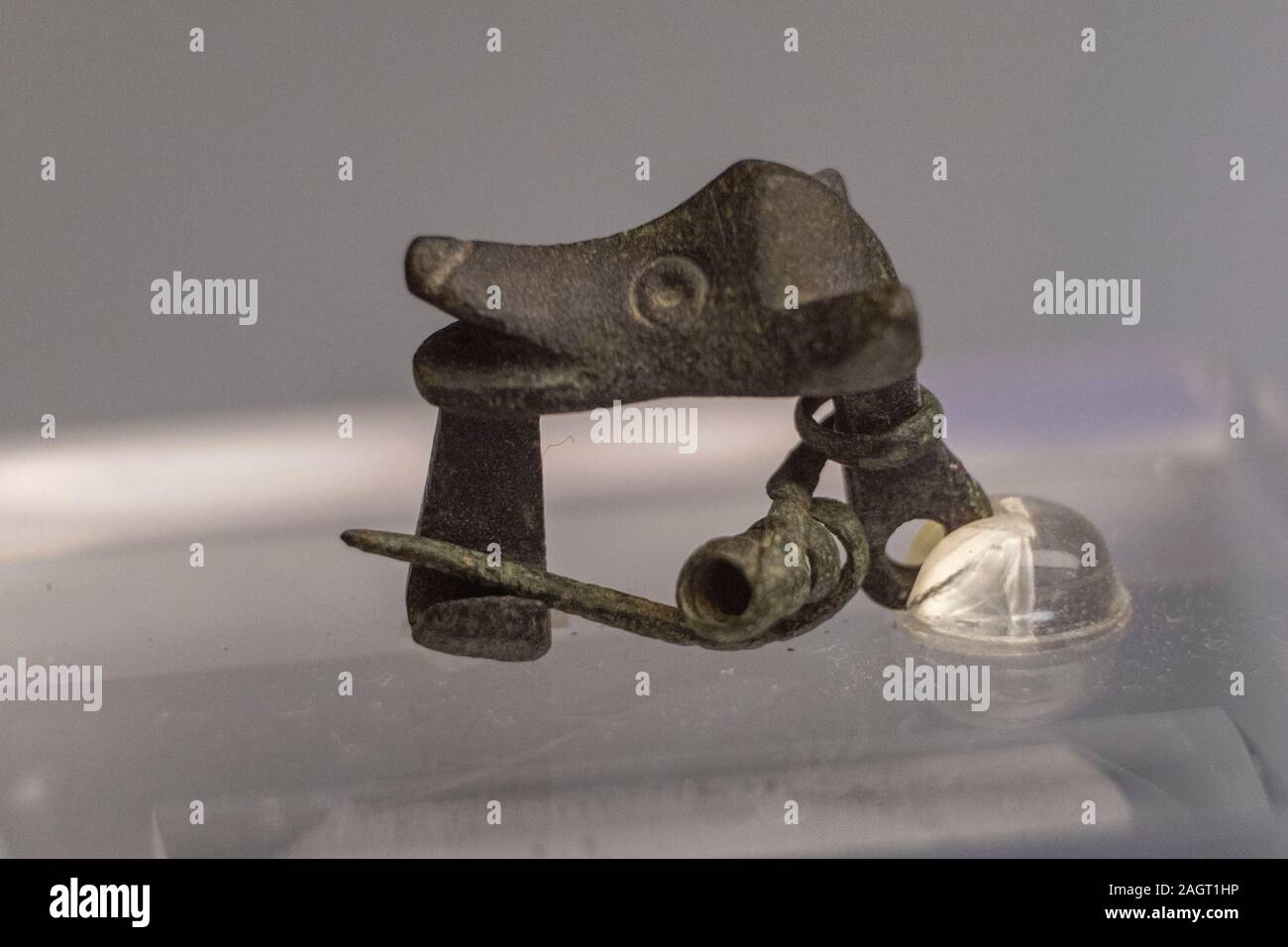 fibula de La Tene II zoomorfa, numancia, Garray, siglo II a.C, museo Numantino de Soria, Soria, Comunidad Autónoma de Castilla, Spain, Europe. Stock Photo
