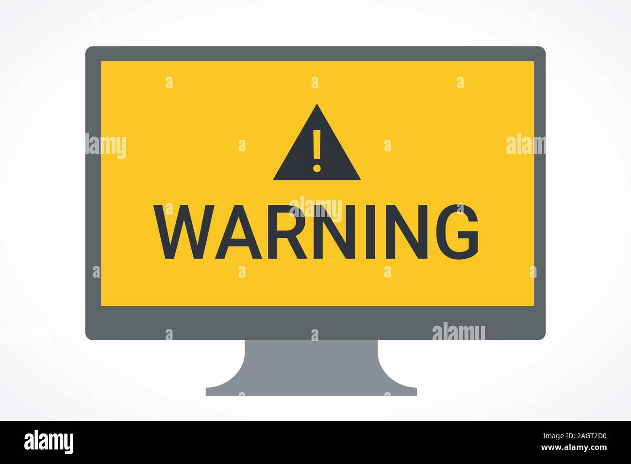 Yellow Warning Sign on the Yellow Monitor Screen Stock Vector Image