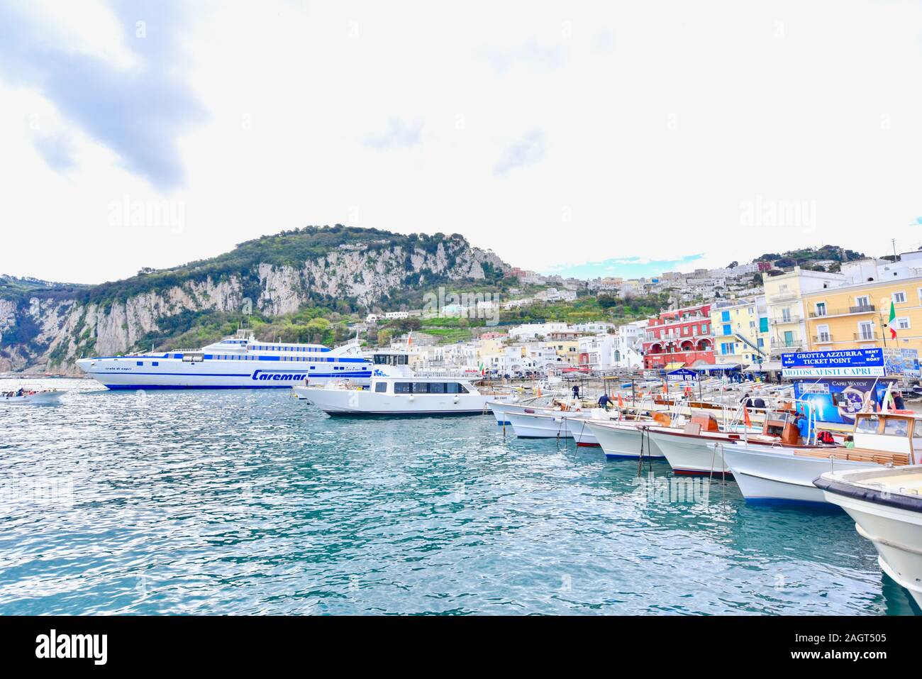 Tourist Boats at Marina Grande Port in Capri Island Stock Photo Alamy