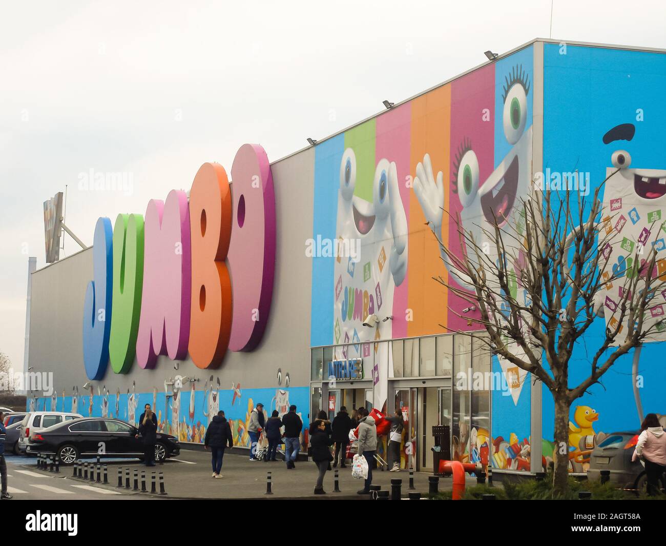 Jumbo shopping mall. Toy store. Big sign, logo of Jumbo Store in ...