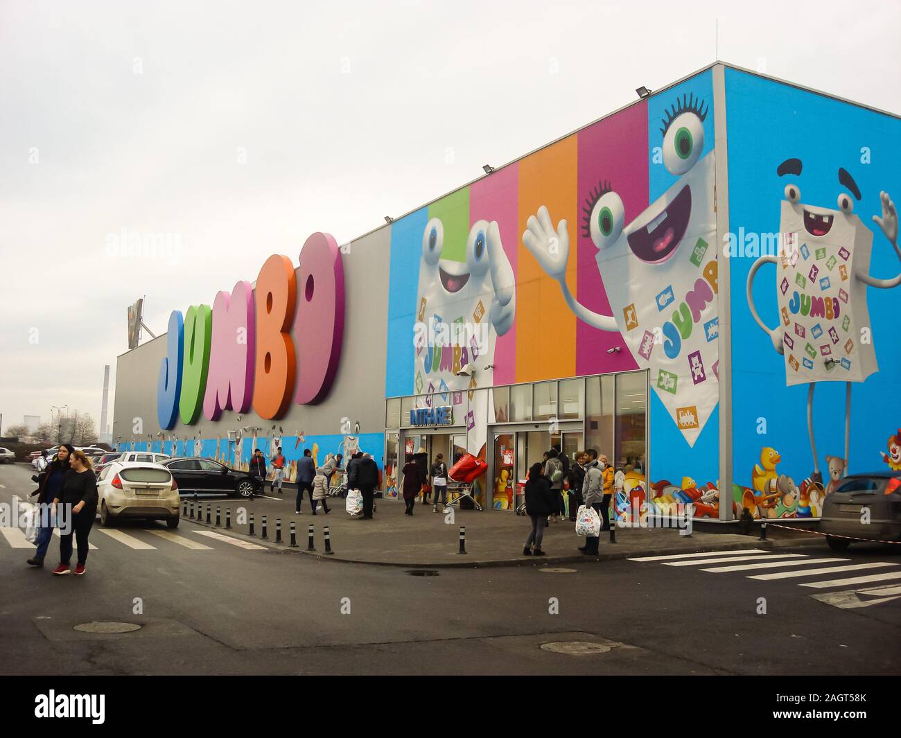 Jumbo shopping mall. Toy store. Big sign, logo of Jumbo Store in Bucharest,  Romania, 2019 Stock Photo - Alamy