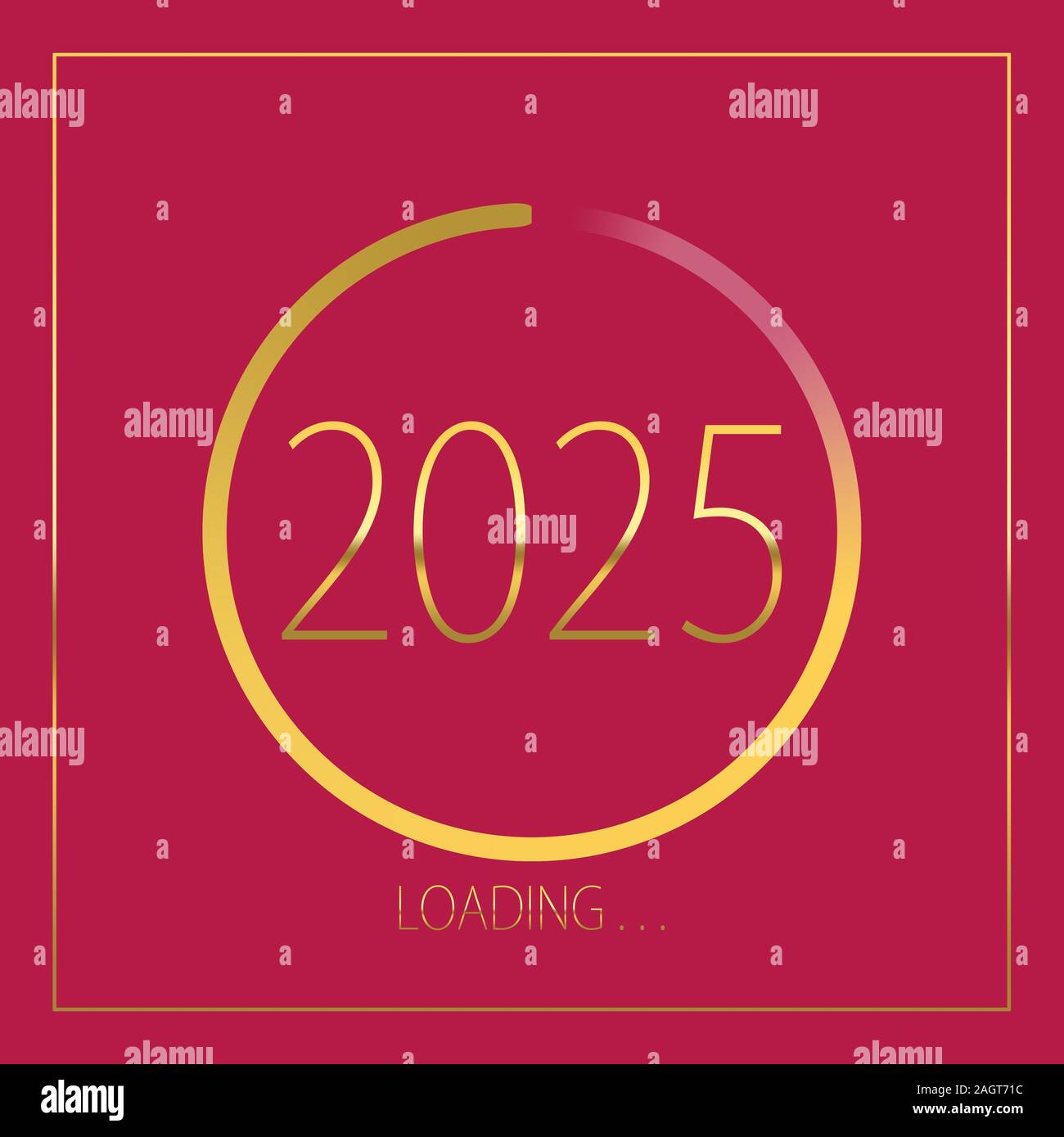 2025 happy new year golden loading progress bar isolated on pink