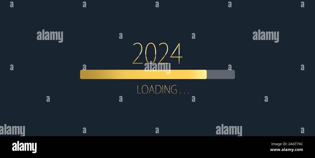 2024 happy new year golden loading progress bar isolated on dark ...