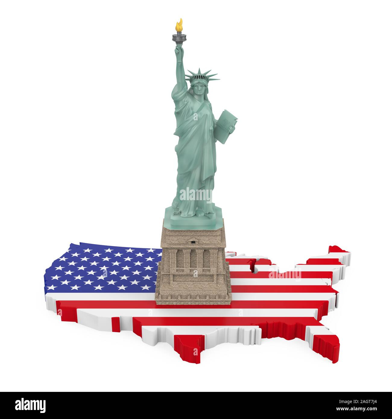 Statue of Liberty on the Map of America Isolated Stock Photo Alamy