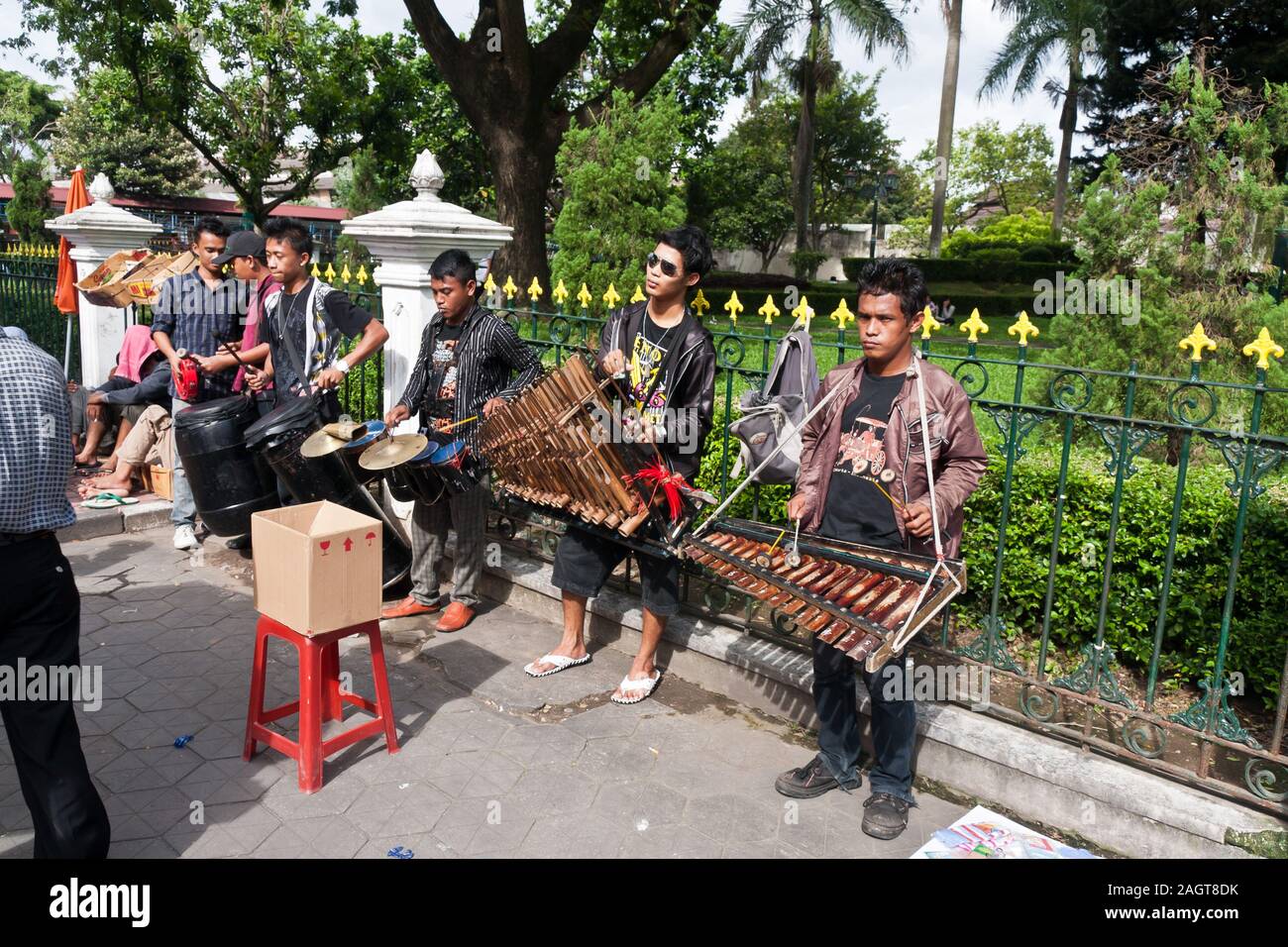 Musicians on the Malioboro Street in Yogyakarta Stock Photo