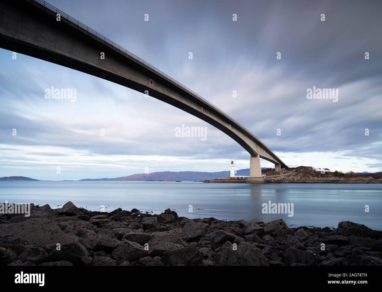 Photograph by © Jamie Callister. Isle of Skye Bridge, built in 1995, Eilean Ban, Isle of Skye, North West Scotland, UK, 25th of November, 2019. Stock Photo