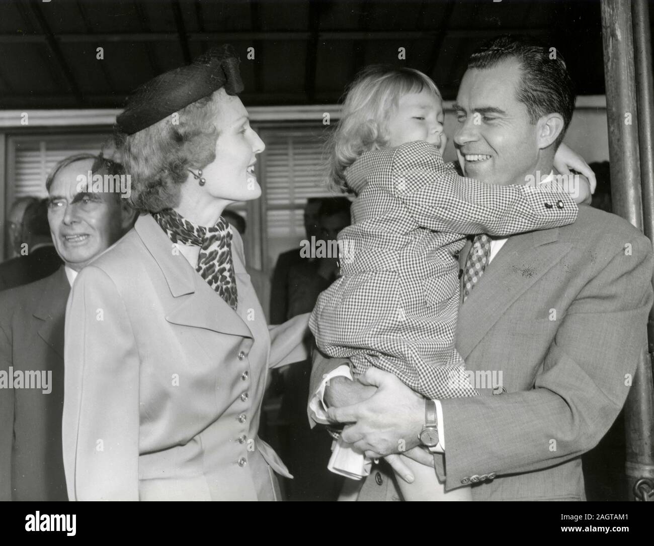 US Vice President Richard Nixon with his wife Pat Ryan and their child ...