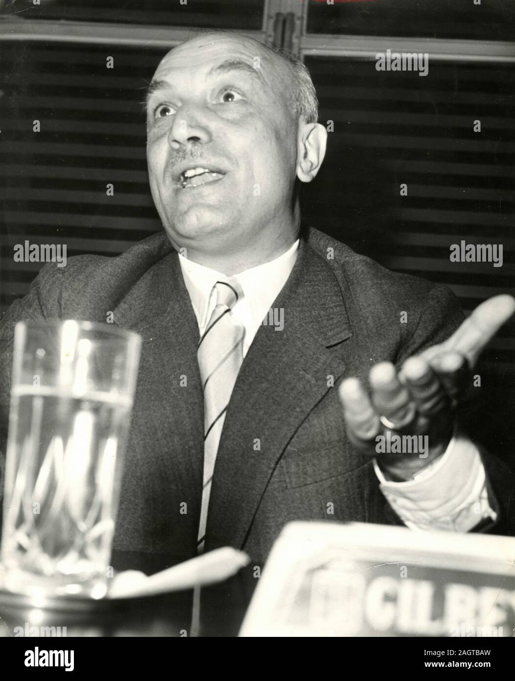 Italian PM Amintore Fanfani at a conference, Rome, Italy 1960s Stock Photo