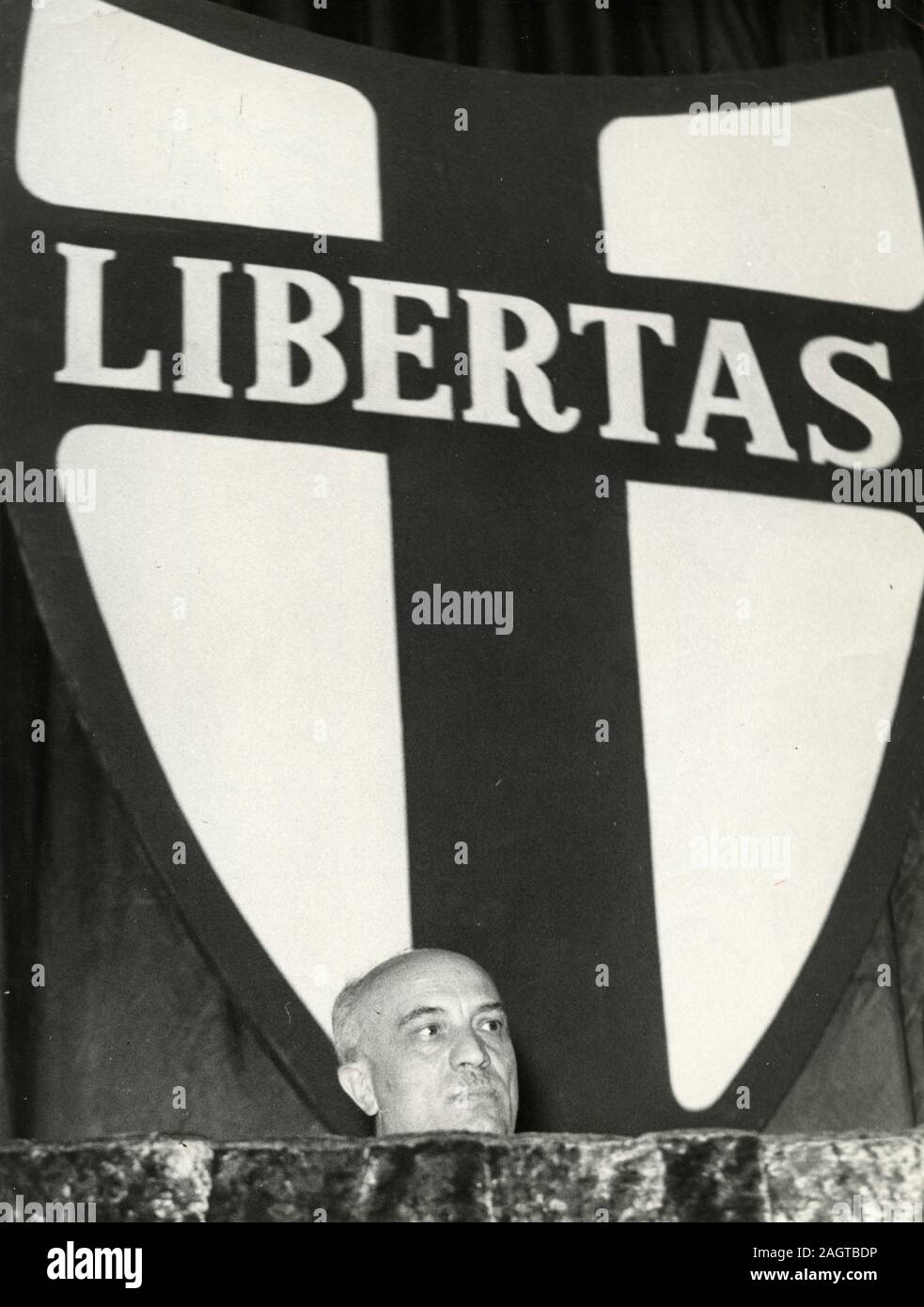 Italian PM Amintore Fanfani at a DC Christian Democrats conference, Italy 1960 Stock Photo