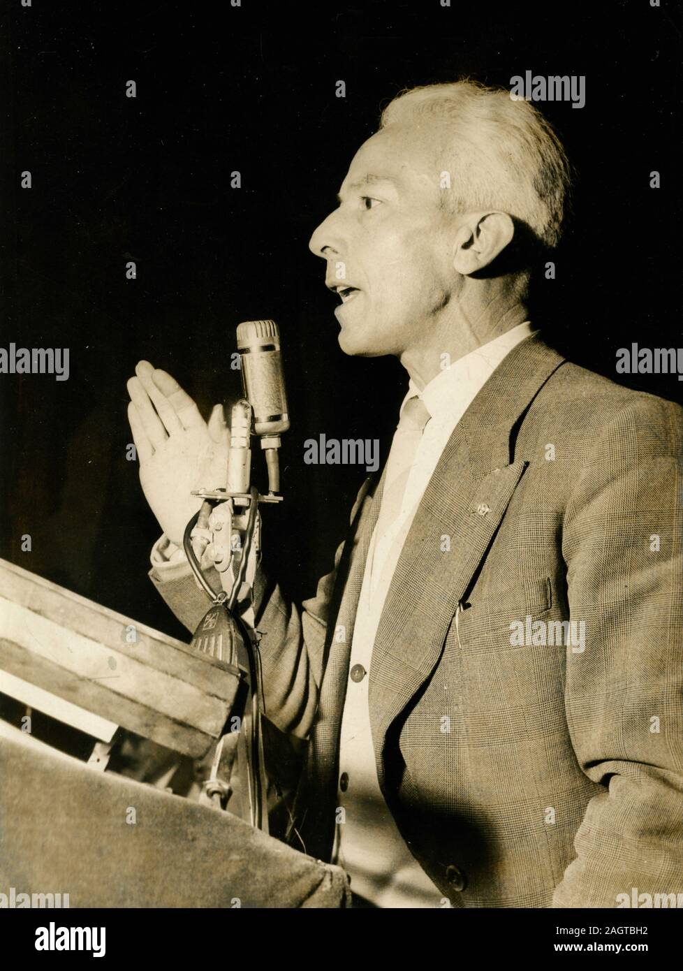Italian politician Giovanni Maria Angioy during a speech, Rome, Italy