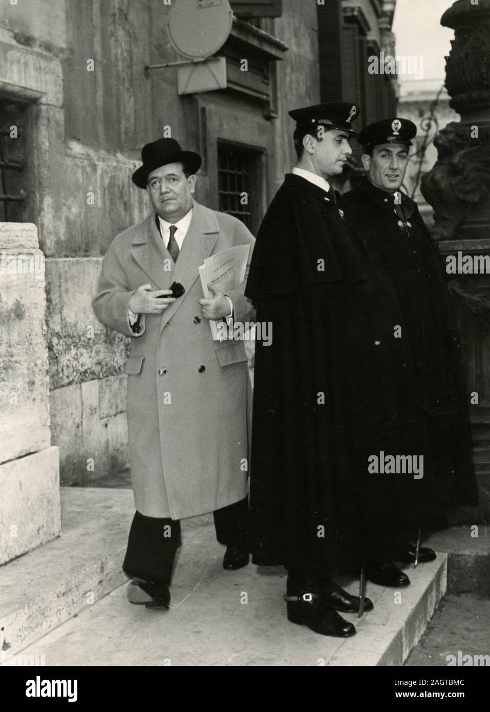 Italian politician Giuseppe Togni going to the Parliament, Rome, Italy 1960s Stock Photo