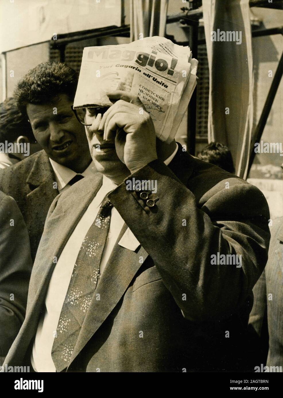 Italian politician Agostino Novella delivering a speech at a PCI political rally of May 1, Rome, Italy 1961 Stock Photo