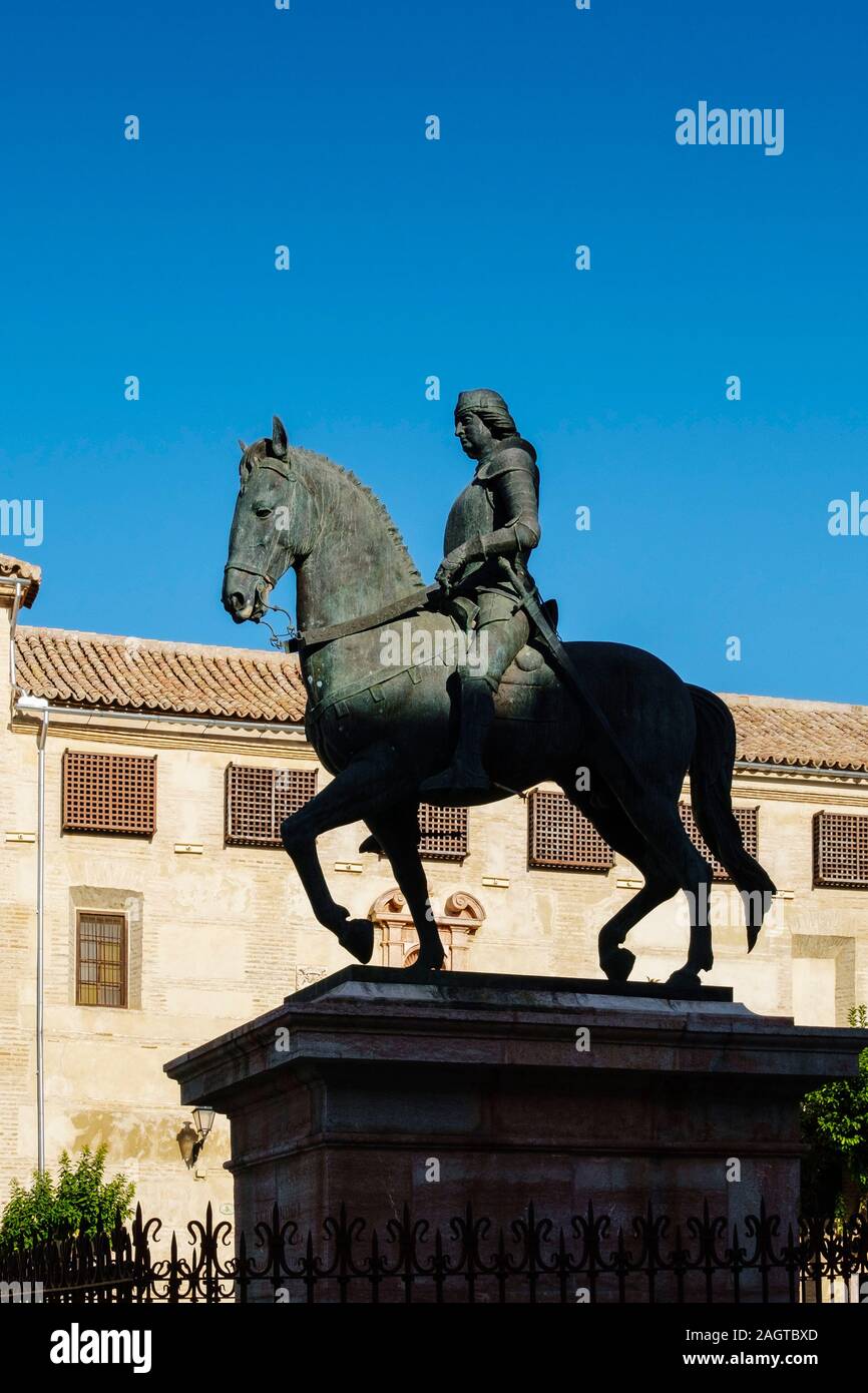 Equestrian statue of Fernando I, Plaza del Coso Viejo Antequera. Málaga province, Andalusia. Southern Spain Europe Stock Photo