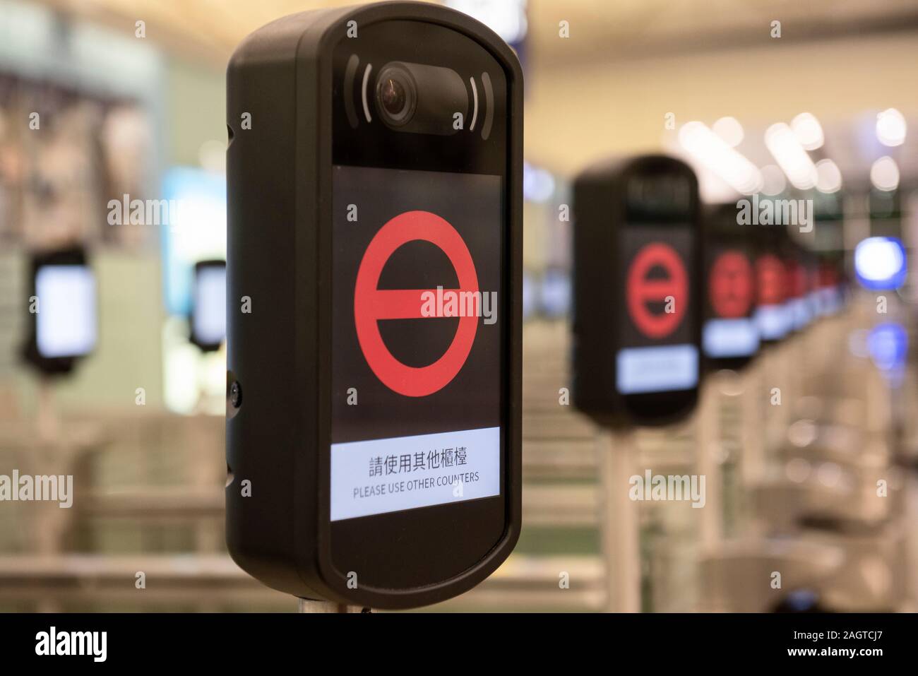 Security cameras seen at the departure hall in Hong Kong international