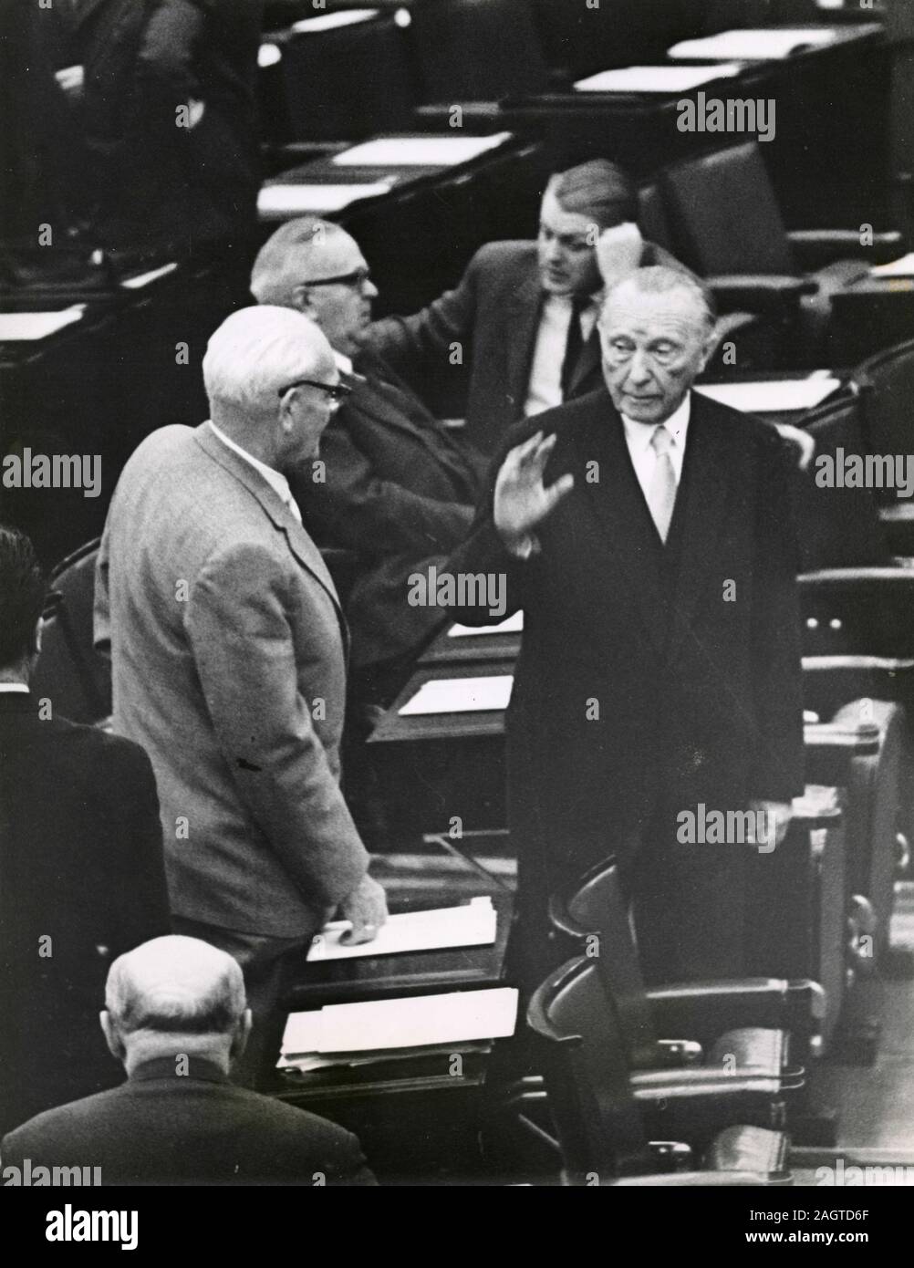 Chancellor of the Federal Republic of Germany Konrad Adenauer in the Parliament, 1961 Stock Photo