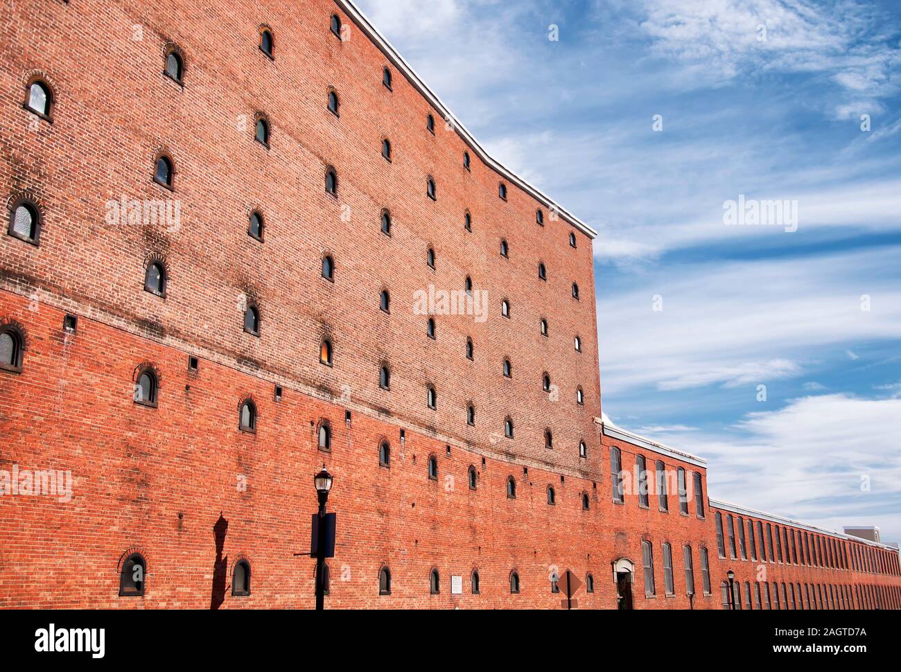 The historic brick pepperell center or former mill building in the town