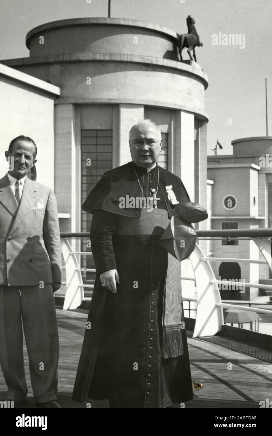 Cardinals Francis Spellman before the opening of the Conclave, Vatican City 1952 Stock Photo