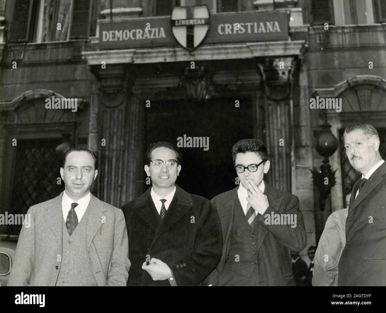 Italian politicians Tommaso Morlino, Emilio Colombo and Celso De Stefanis, Rome, Italy 1960 Stock Photo